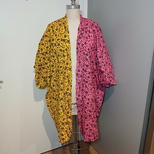 NWT Misfit Collections Two Tone Pick and Yellow Short Open Front Duster XXXL